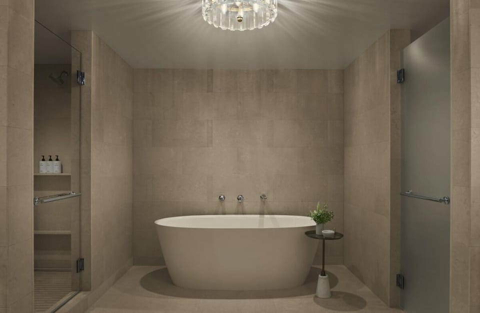 Soak and recharge in a deep tub, calm and quiet.