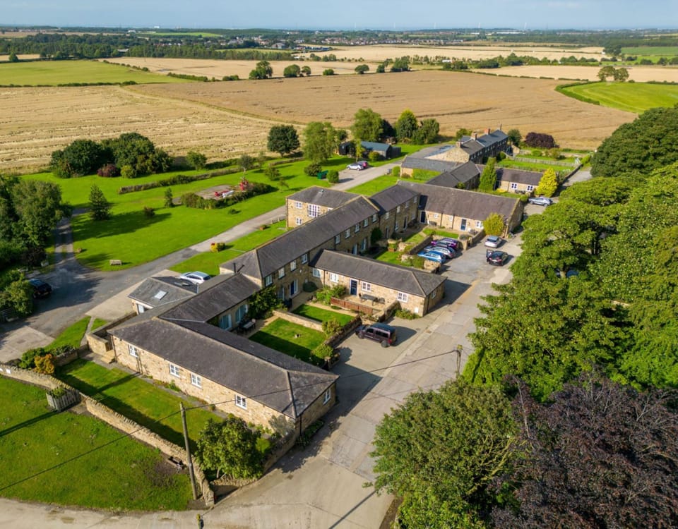 Burradon Farm - Aerial View - surrounded by fields and countryside