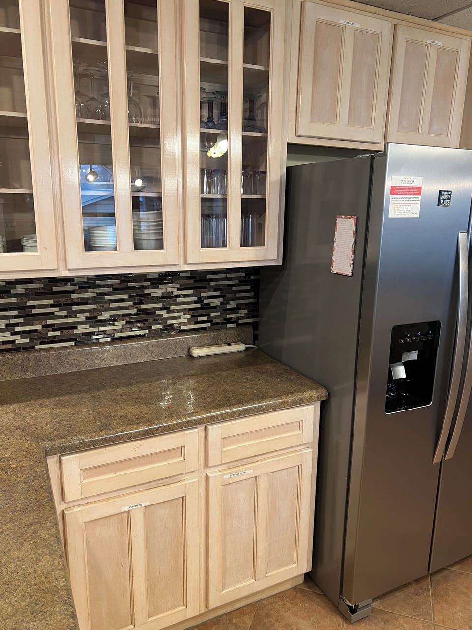 Tile back splash.