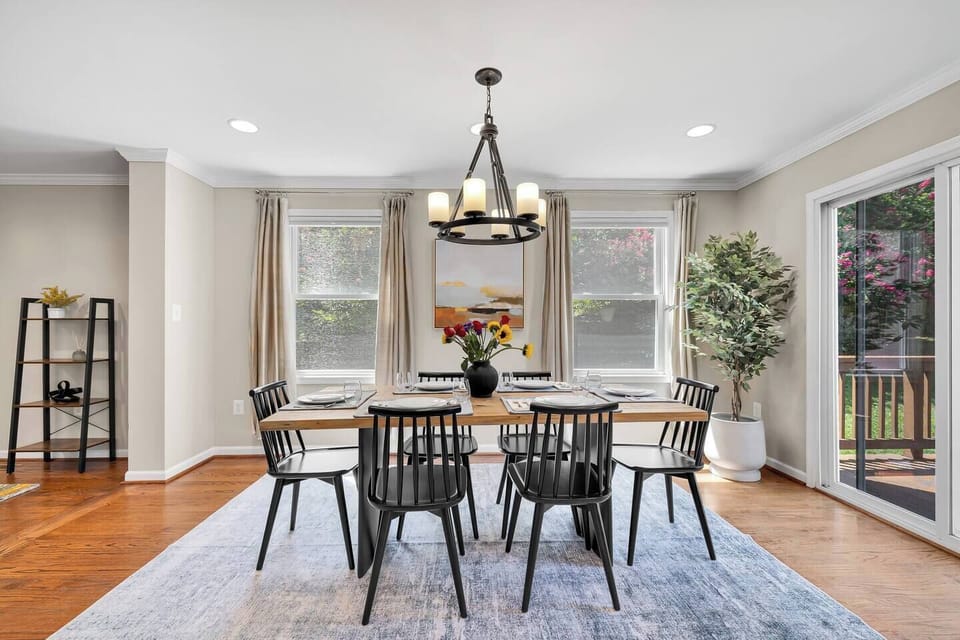 Enjoy a meal with family and friends in the spacious dining area.