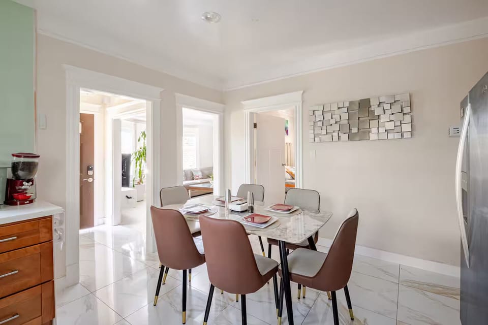 Dining area: Stylish 6-seat dining set-ideal for meals & gatherings. 