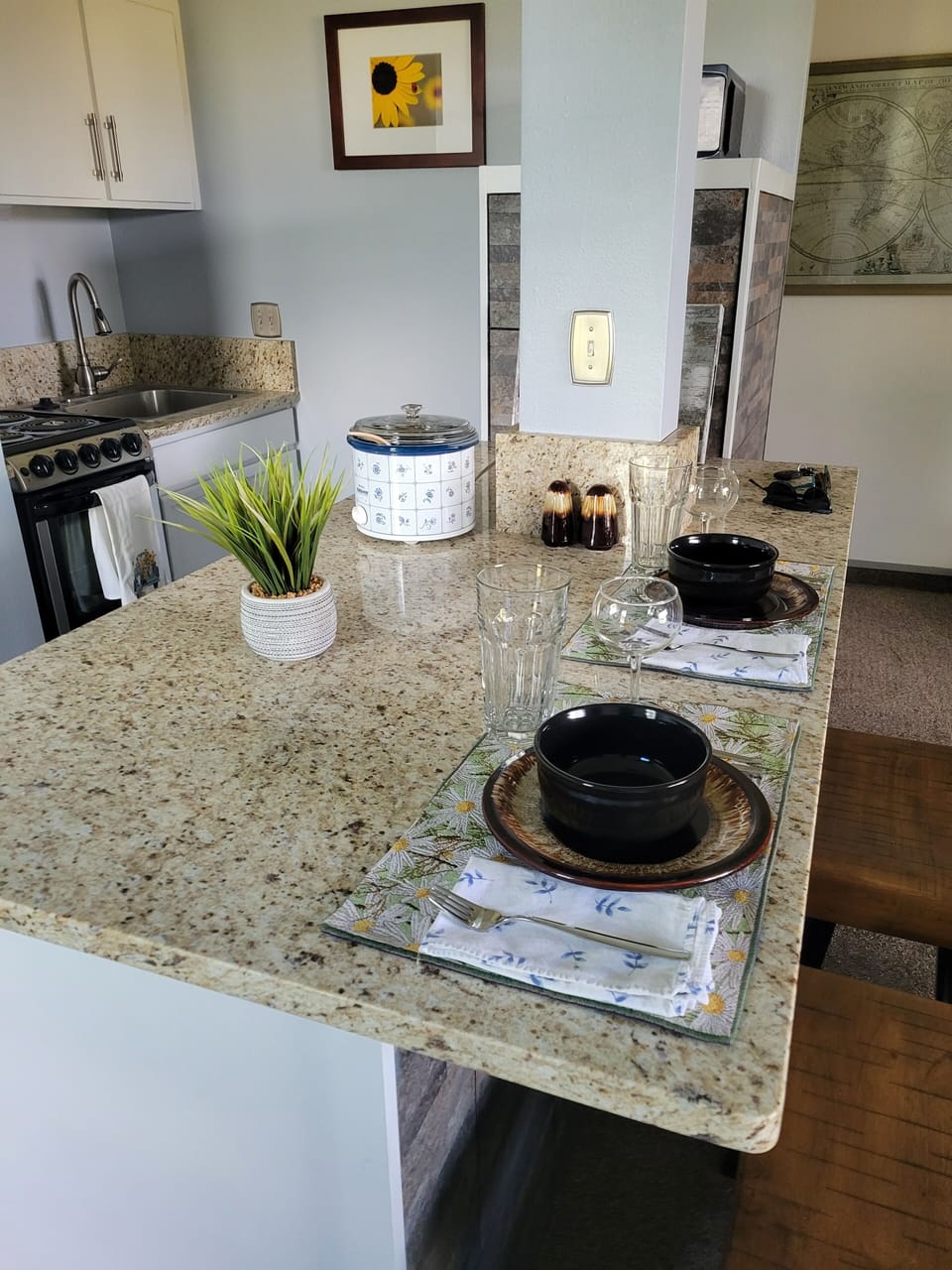 looking into the kitchen