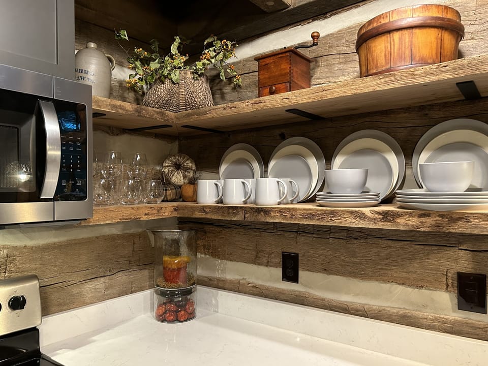Kitchen shelves.