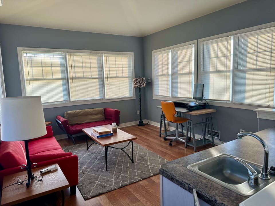 A private office setup, including monitor w/ connectivity to write that novel!