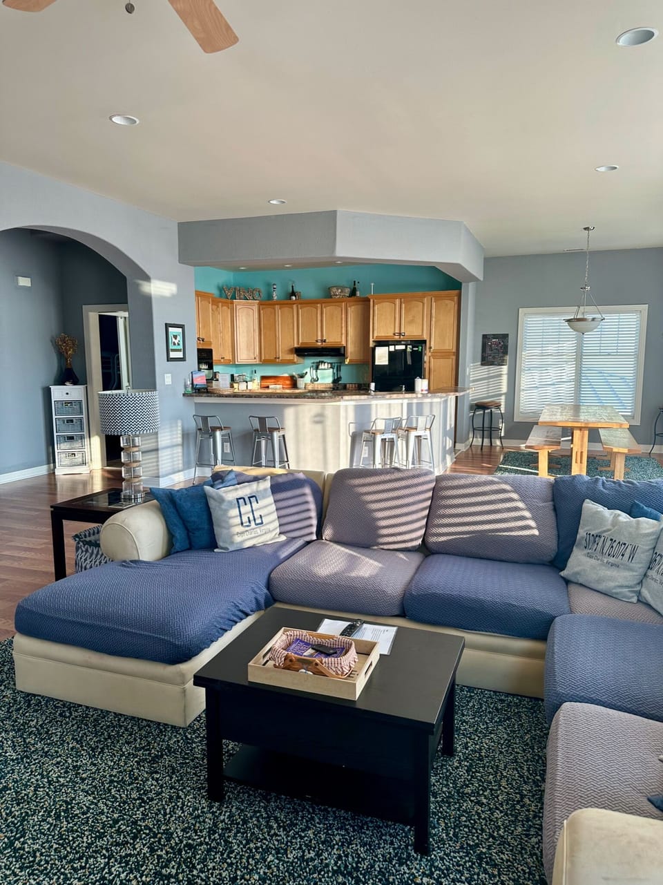 Relax on our large sectional and catch a show on our Smart TV