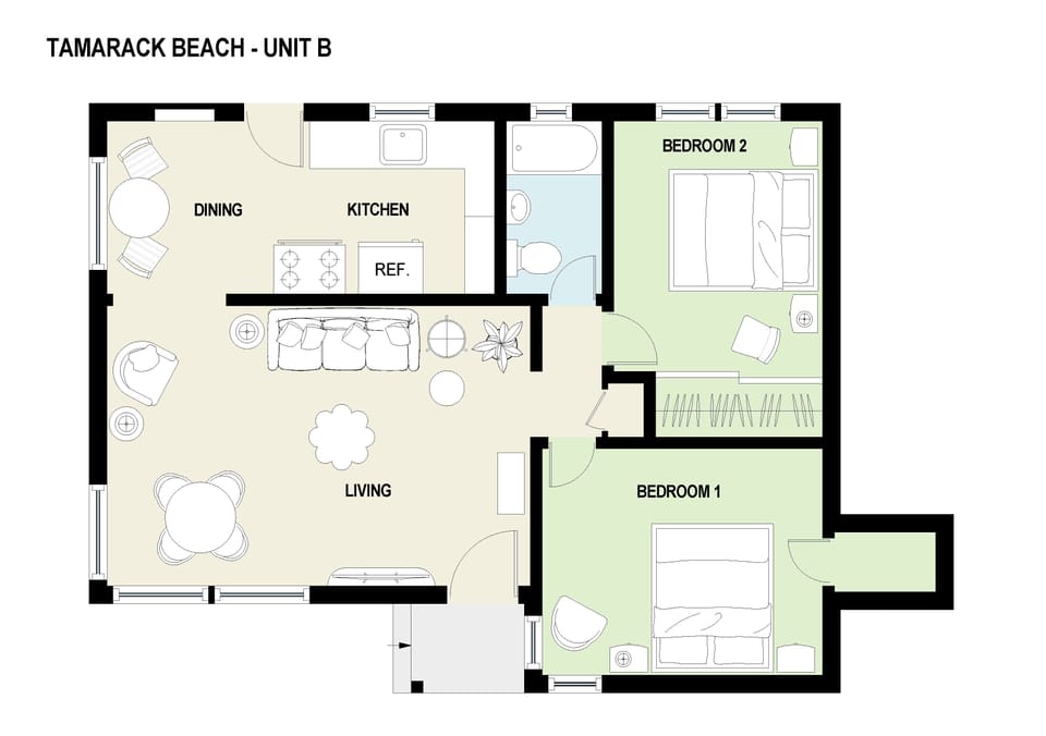 Floor plan of Tamarack Beach | Unit B