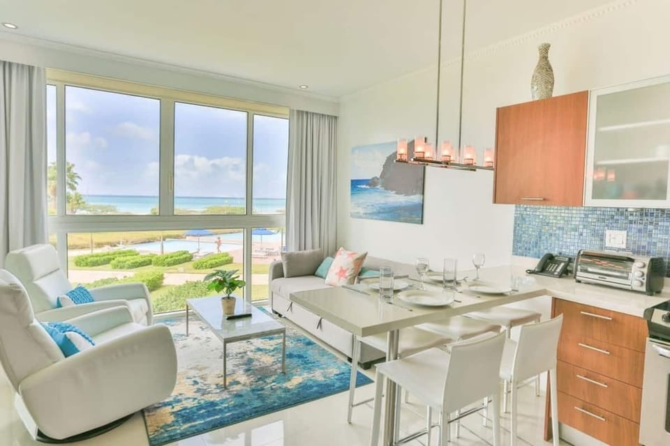 Living room and dining counter