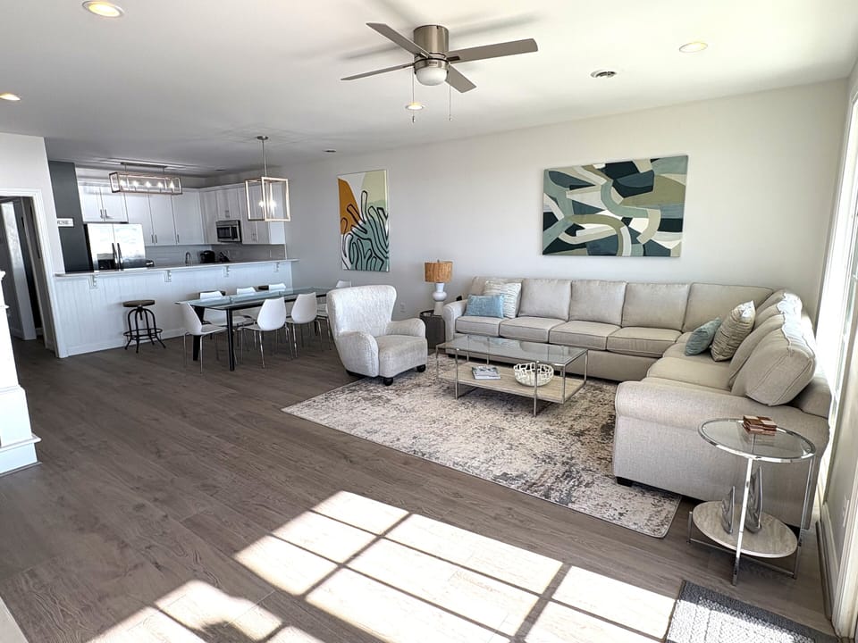 Living and Dining room looking toward Kitchen.
