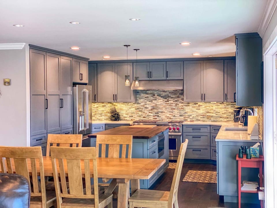 Dining area with a chef's dream kitchen