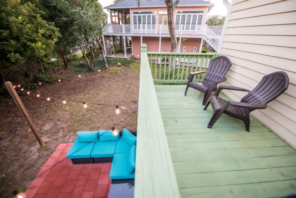 Master deck overlooks the patio