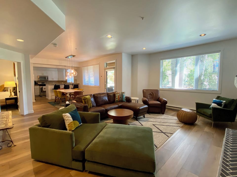Large windows provide an abundance of natural light