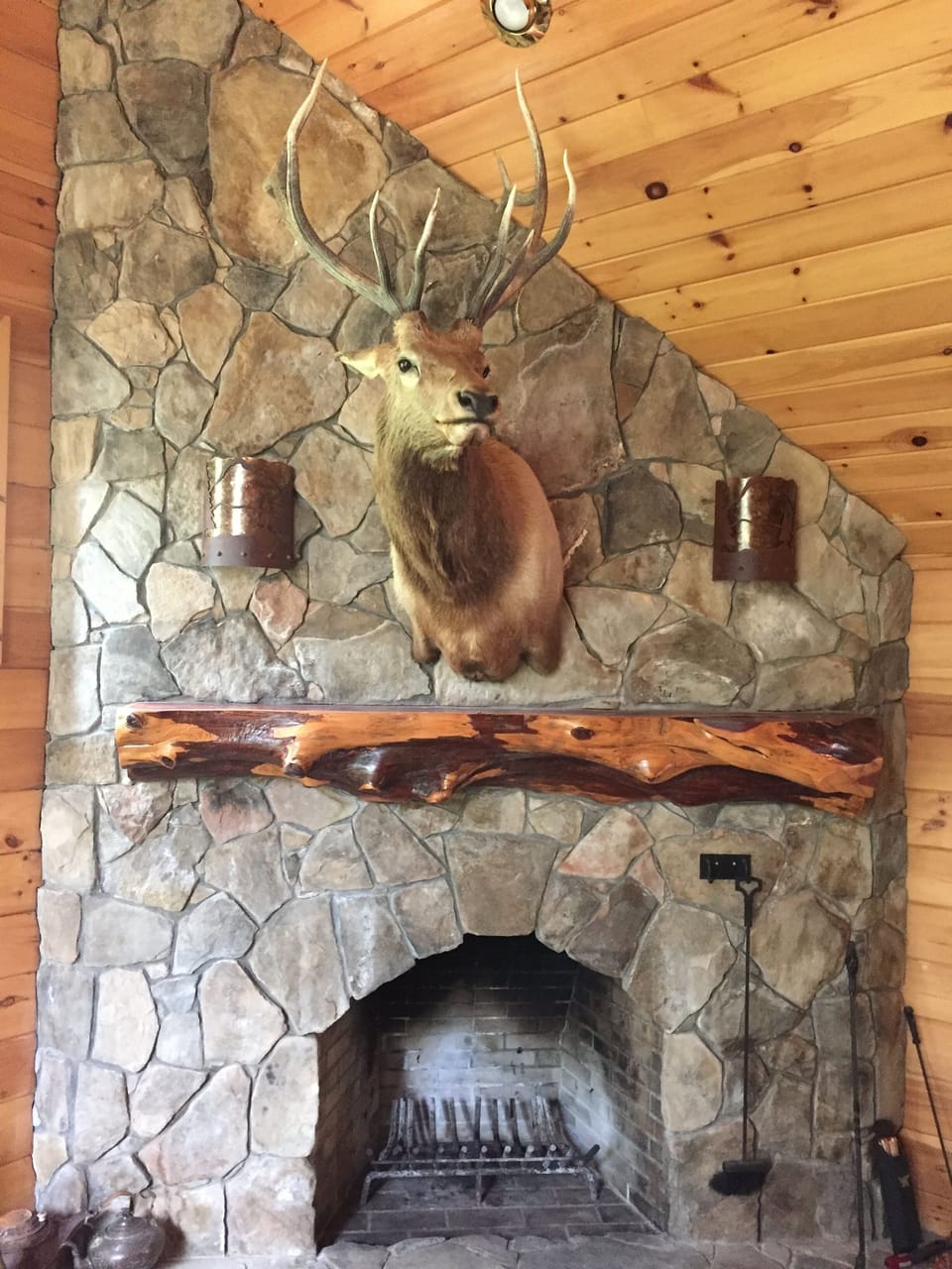 Huge wood burning fireplace
