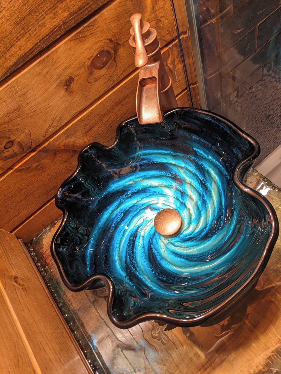 Beautiful glass bathroom sink bowl