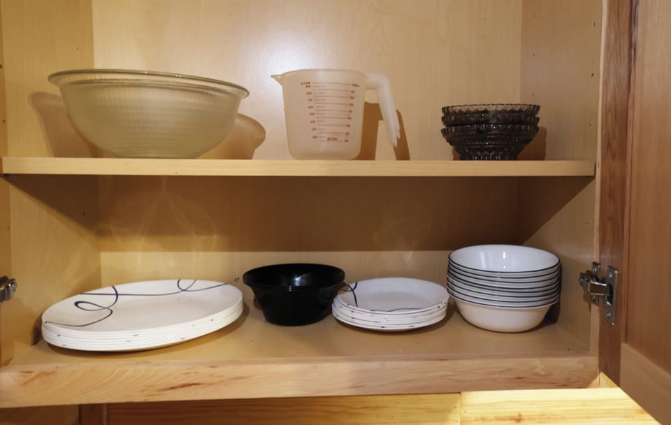 Plates, cups, cooking bowls.