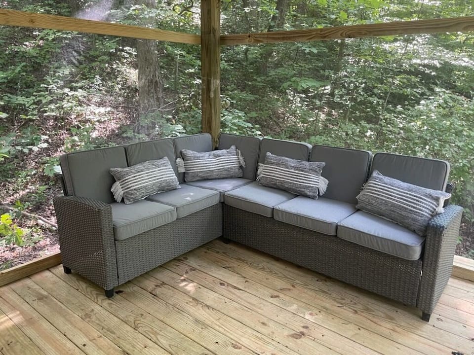 Enjoy the sound of just crickets or a nice rainstorm on our covered porch. 
