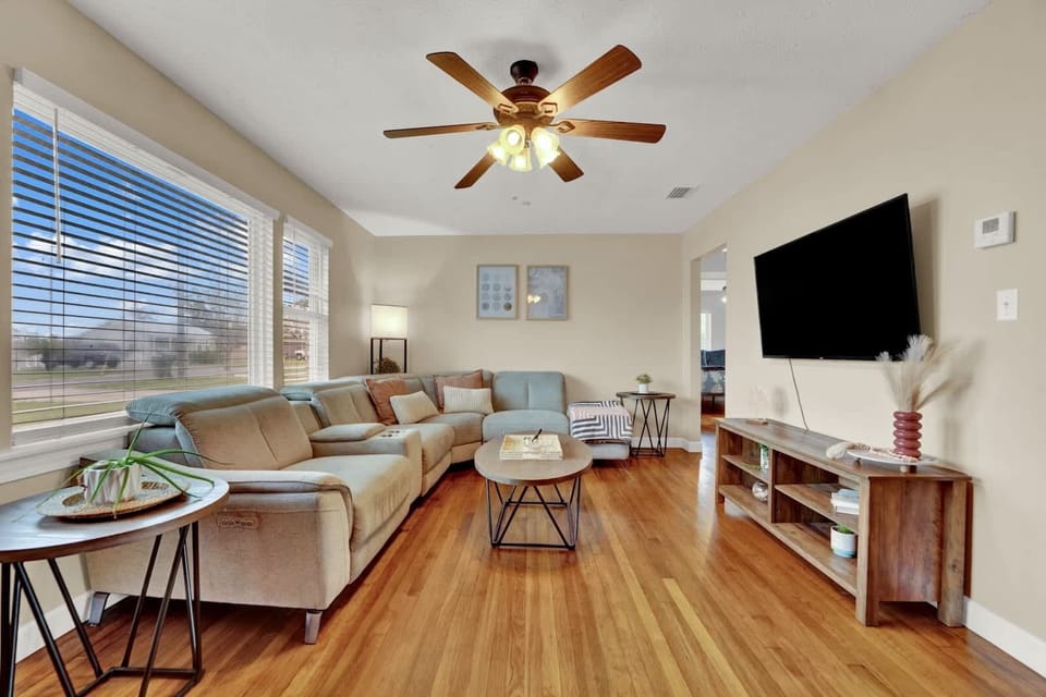 Open Living Room with a Queen Sleeper Sofa in the Guest House