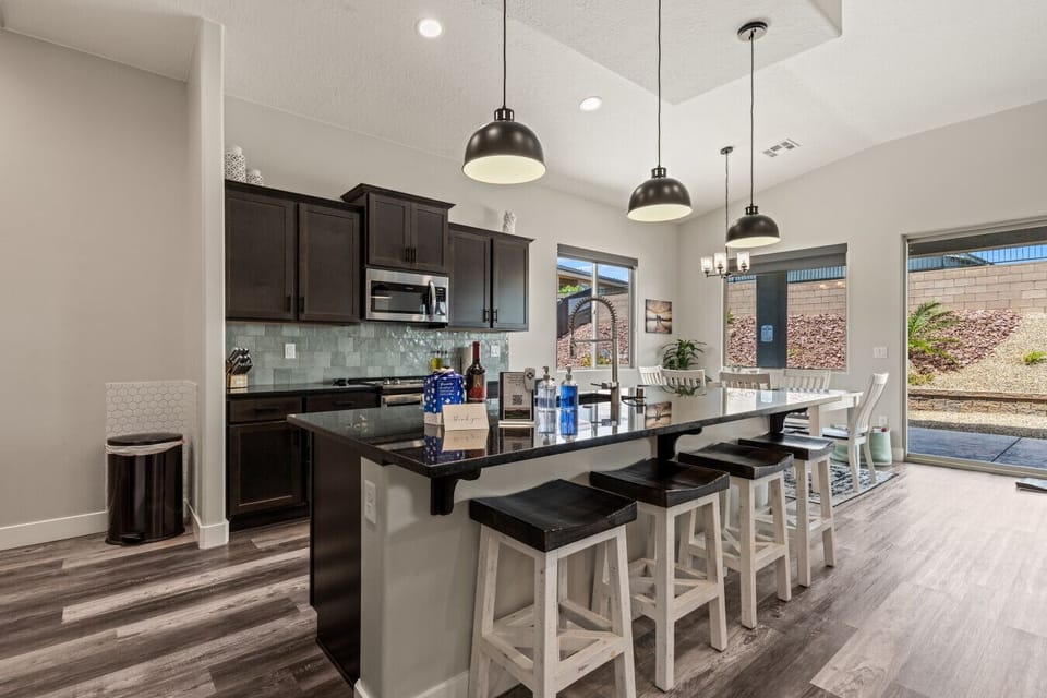 Stocked kitchen to make cooking at `home` easy.