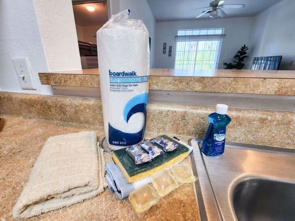 - Kitchen essentials - stocked with paper towels, dish soap, and supplies for your convenient stay 