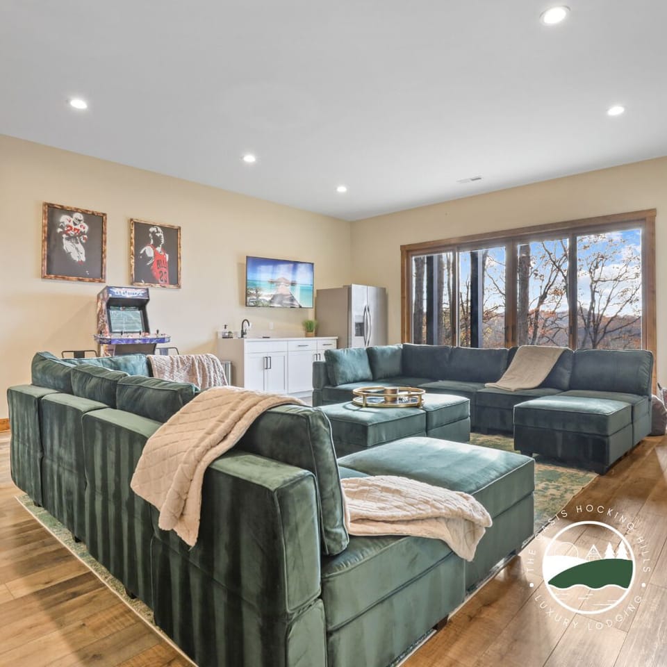 The golf simulator room also includes three arcades, four TV's and tons of seating.