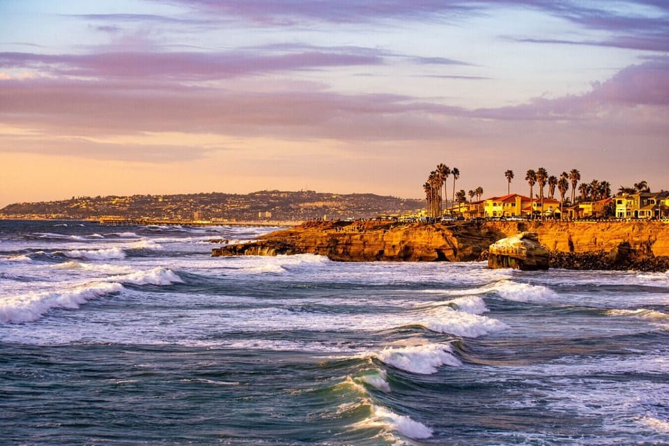 Sunset Cliffs Natural Park is perfect for a peaceful walk along the bluffs and watching stunning ocean sunsets.