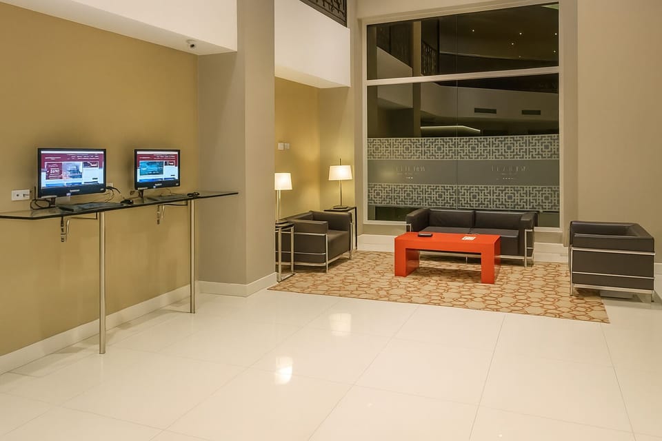 Settle in with a quiet lounge corner for planning tomorrow.