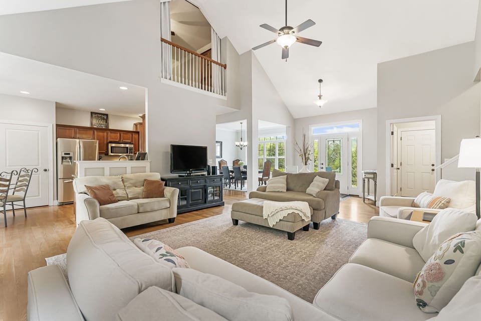 Sink into comfort in this elegant and spacious living room.