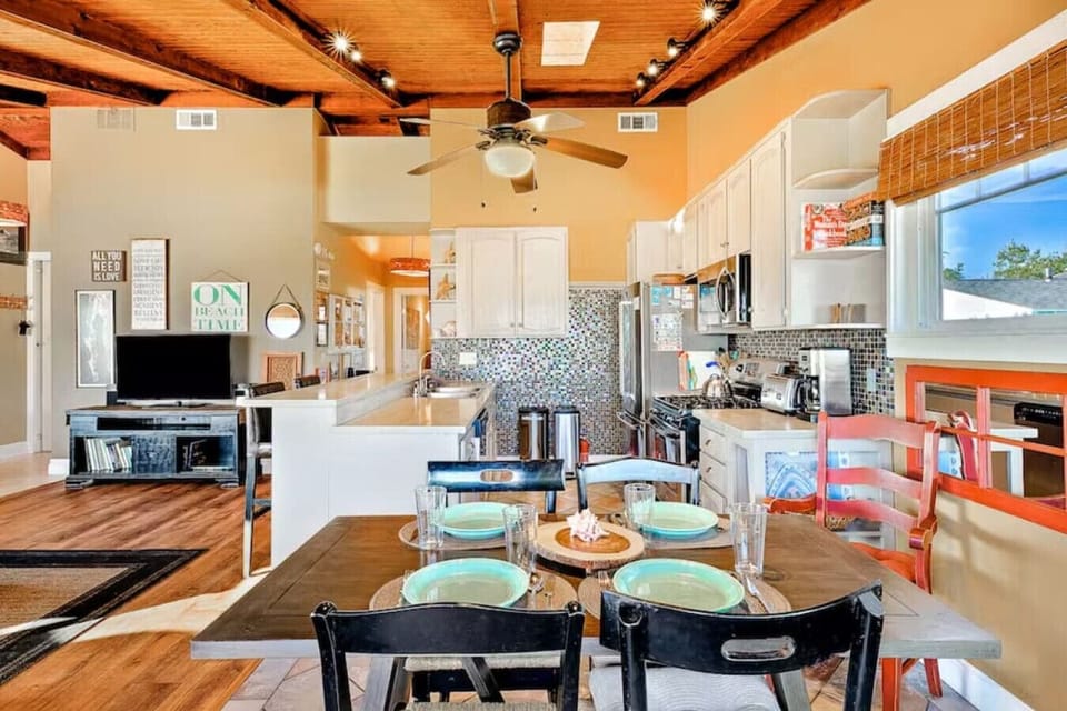 Main living space is open to the kitchen and dining area
