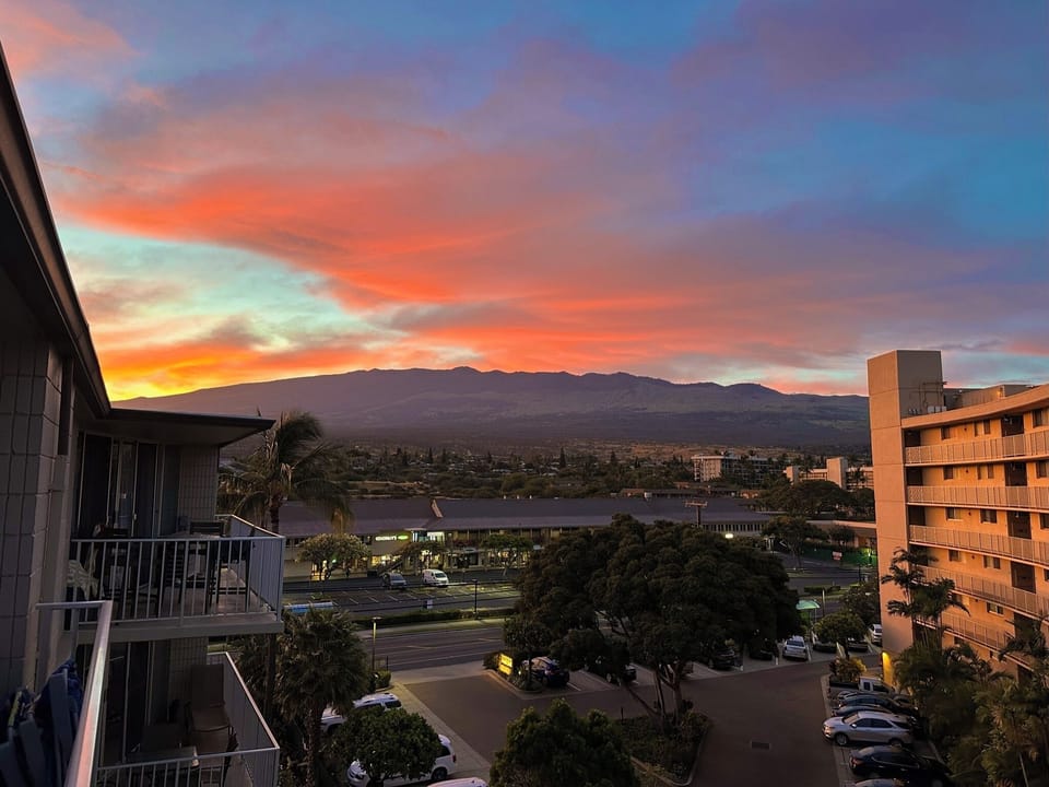 Lanai overlooking Haleakala at sunrise
