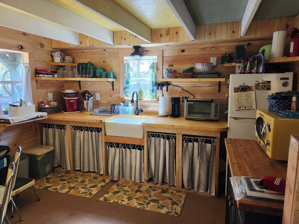 Kitchen counter and sink.