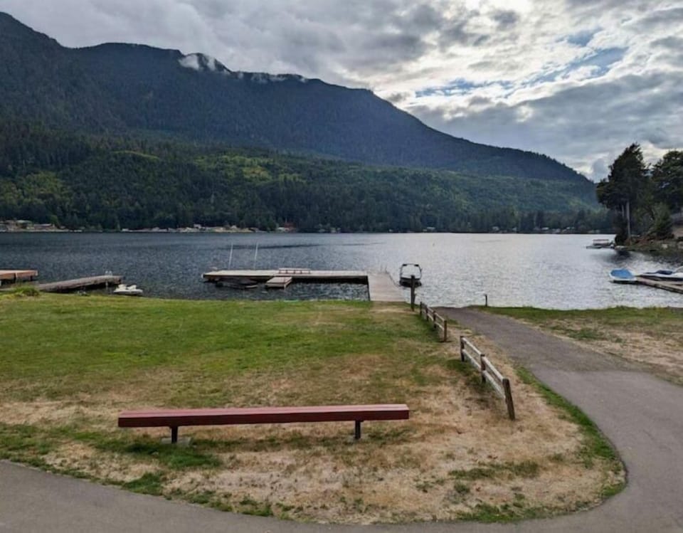 Community boat launch and lawn area