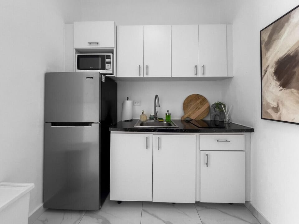 Modern studio kitchen set up for convenience and comfort