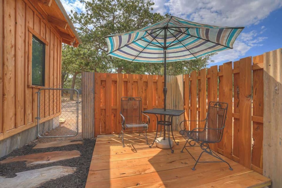 Shaded porch to snack while enjoying the outdoors.