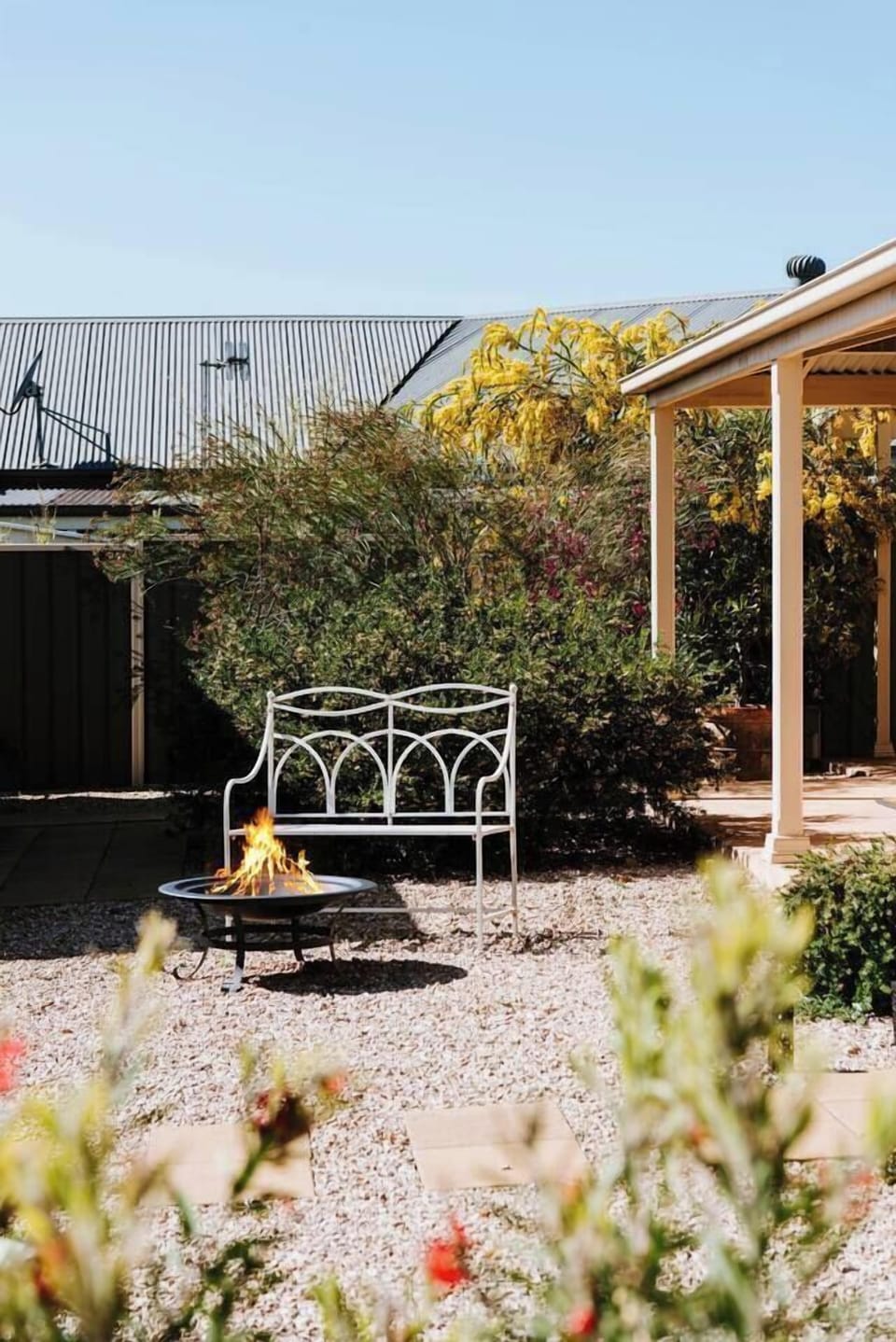 Gather around the firepit for evenings filled with warmth and laughter.