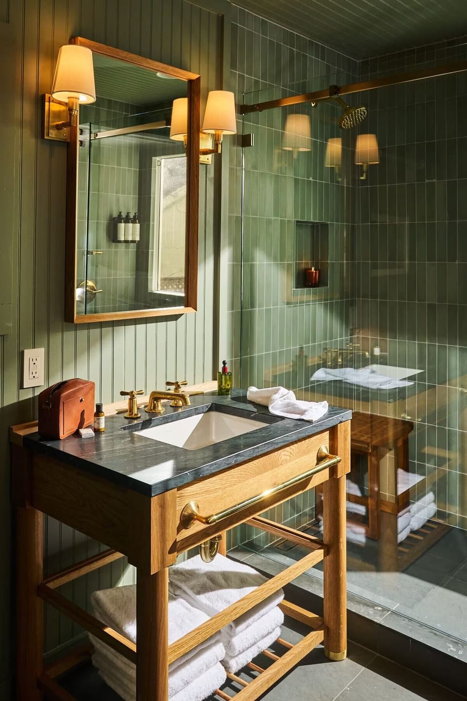 Pamper yourself with elegant finishes and a glass walk-in shower.