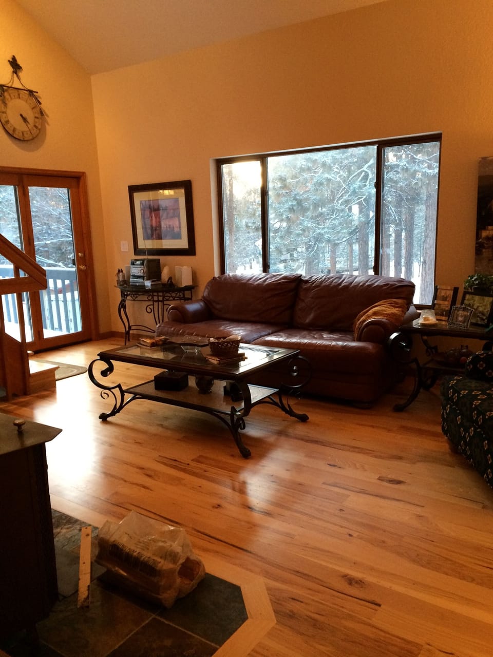 Living room with 20 ft ceiling great room  walkout to front porch & back deck