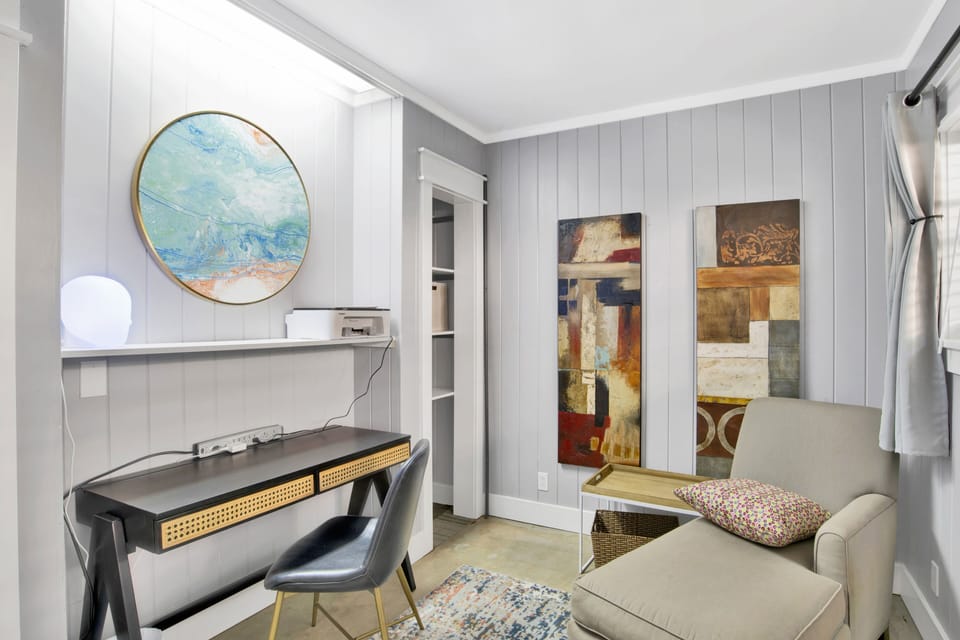 Wifi/internet enabled, art filled office that could be used as a small 4th bdrm.