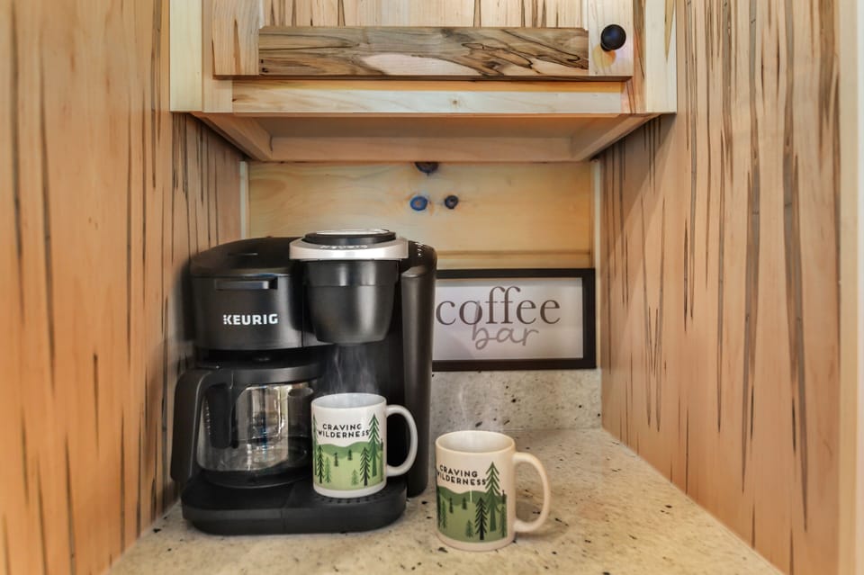 Coffee bar with keurig and drip coffee maker 