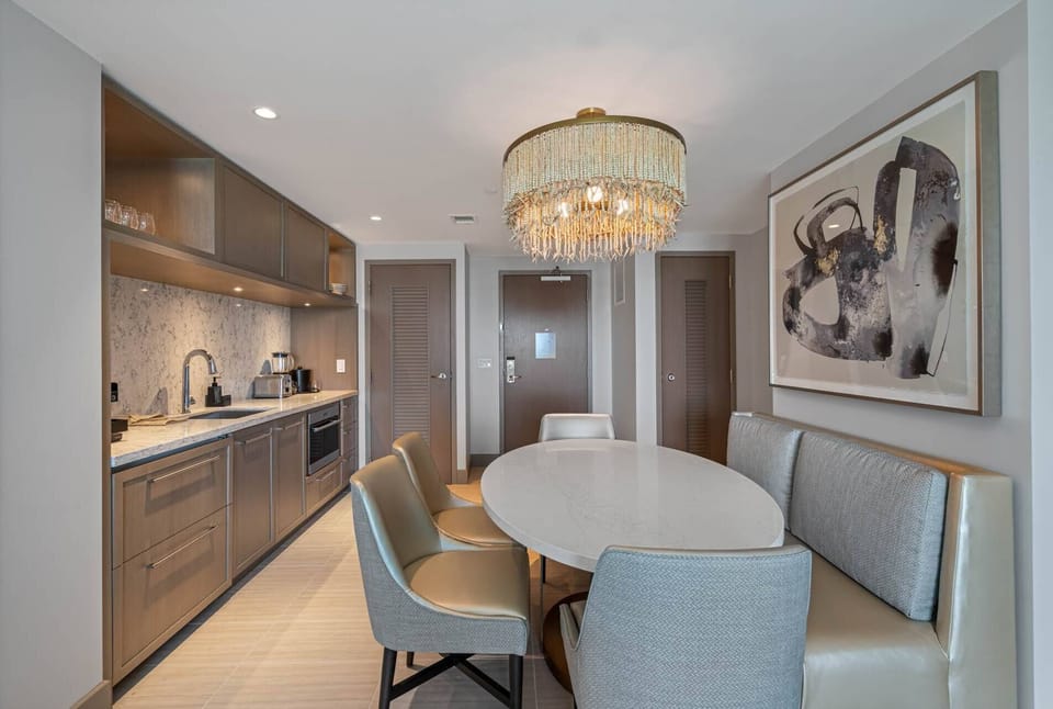 Kitchenette with Convection Microwave Oven & Mini Fridge/Freezer. No oven or stove top.