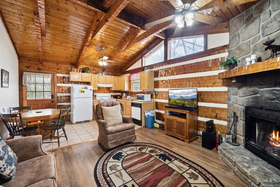 Indoors, Hardwood, Fireplace, Furniture, Living Room