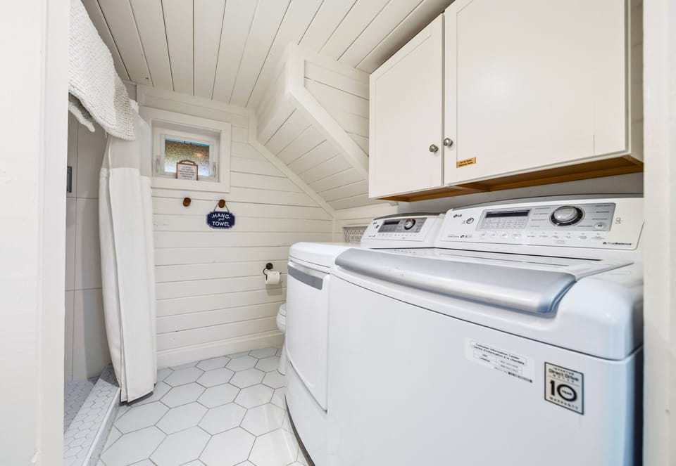 Take advantage of this convenient laundry space where having a washer and dryer on hand makes longer stays that much easier.
