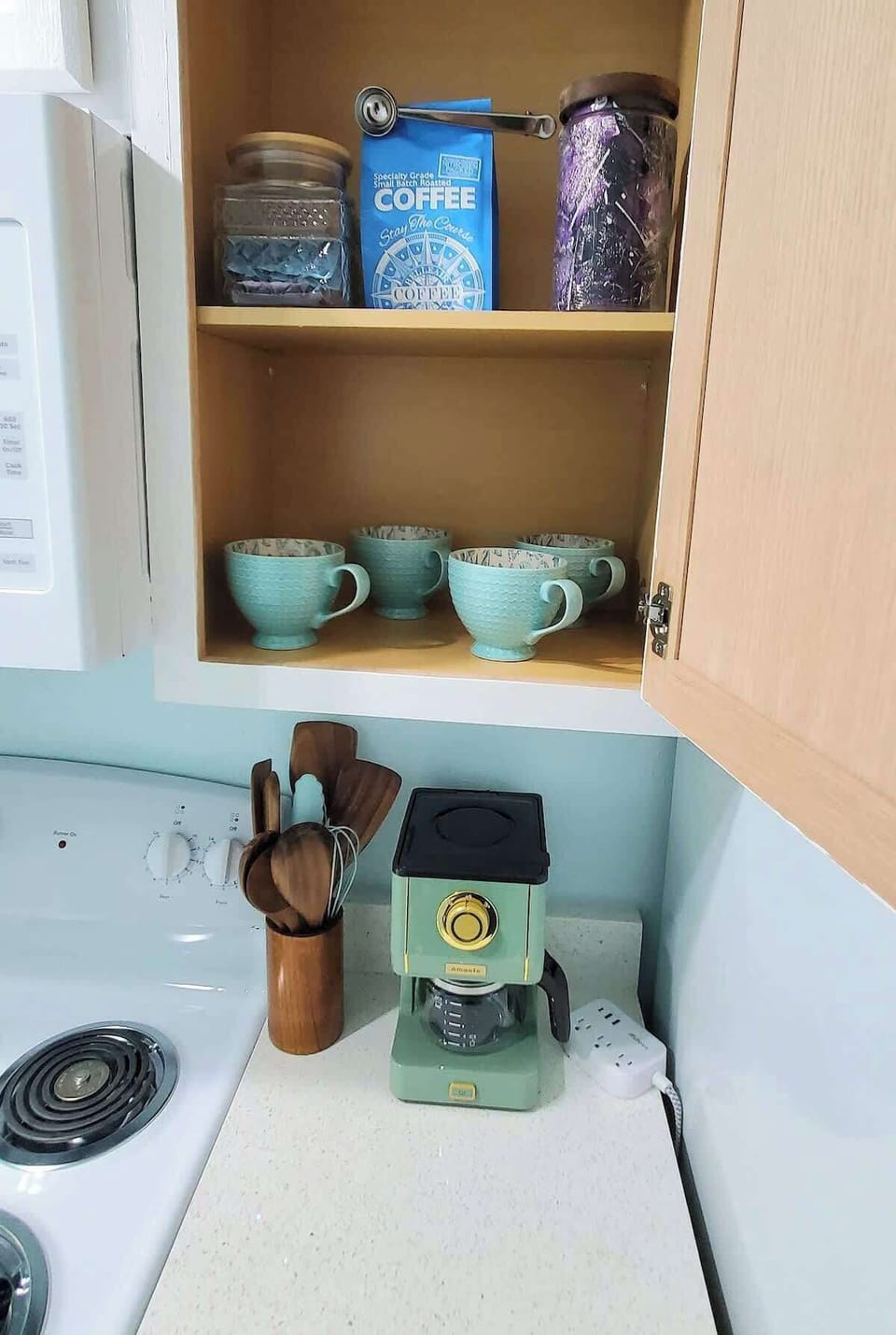 Coffee anyone? Organic local coffee provided, as well as organic tea and organic sugar. 