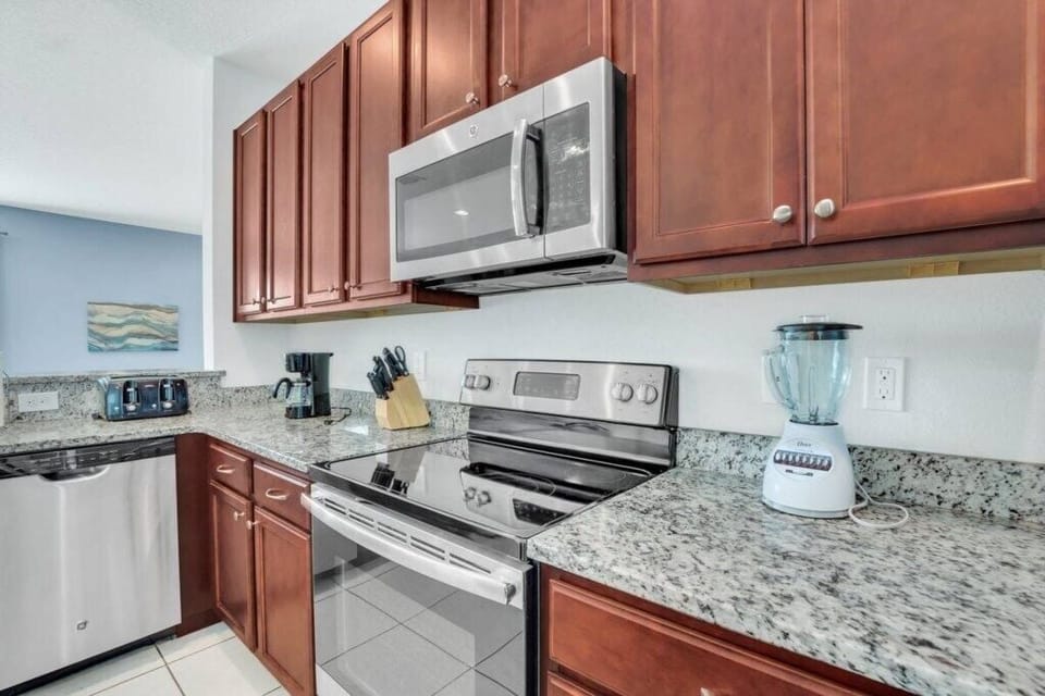 A chef’s dream with high-end finishes, tons of counter space, and all the essentials for extended stays.