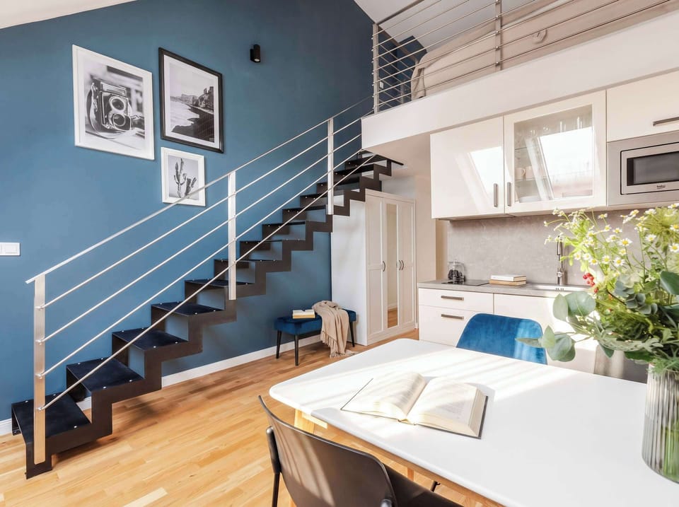 Stairs to the upper level from the living room