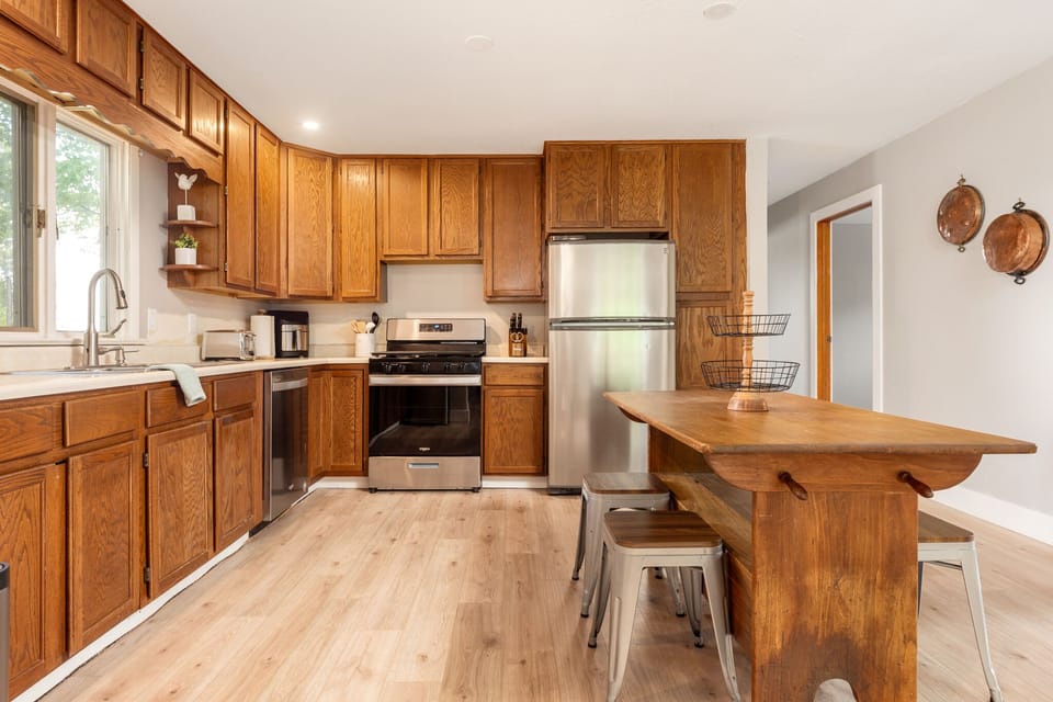 Renovated kitchen with modern appliances