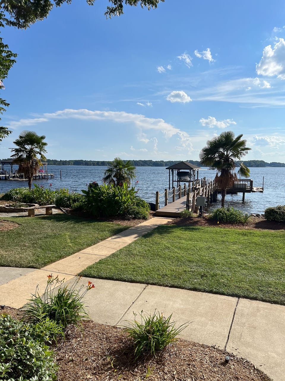 Nice flat lakeside lawn with amazing views of Lake Norman