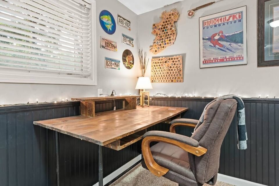 Dedicated Office Space With Chair/Desk and Reading Lamp