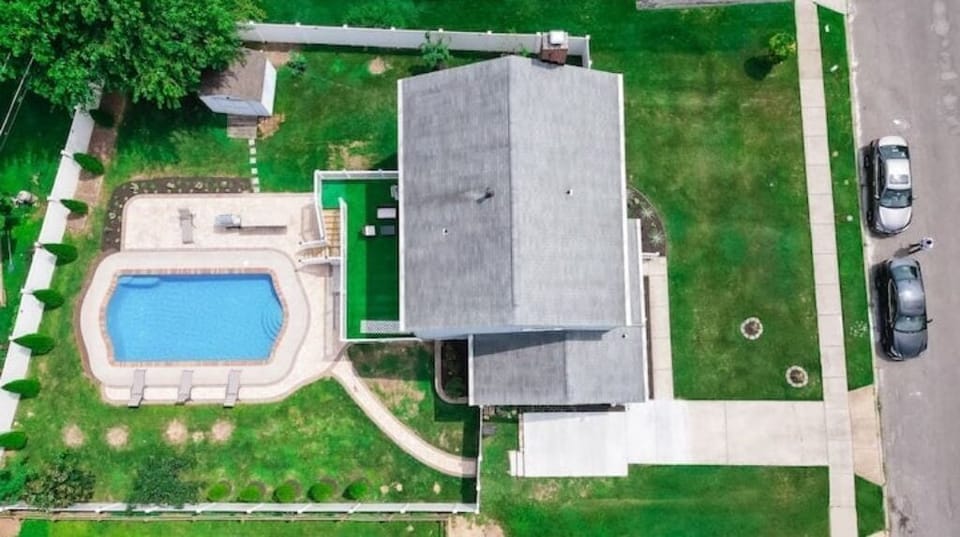 The drone shot of the entire facility.