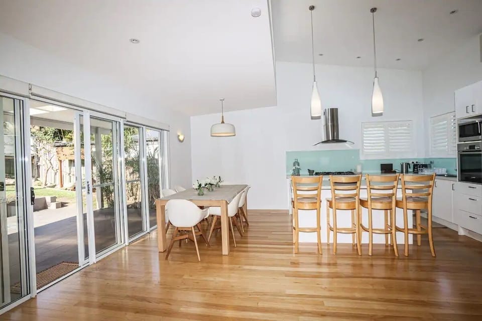 Open plan dining and kitchen.