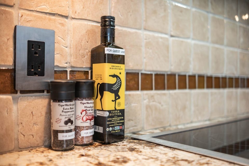Complimentary cooking oil, salt & pepper
