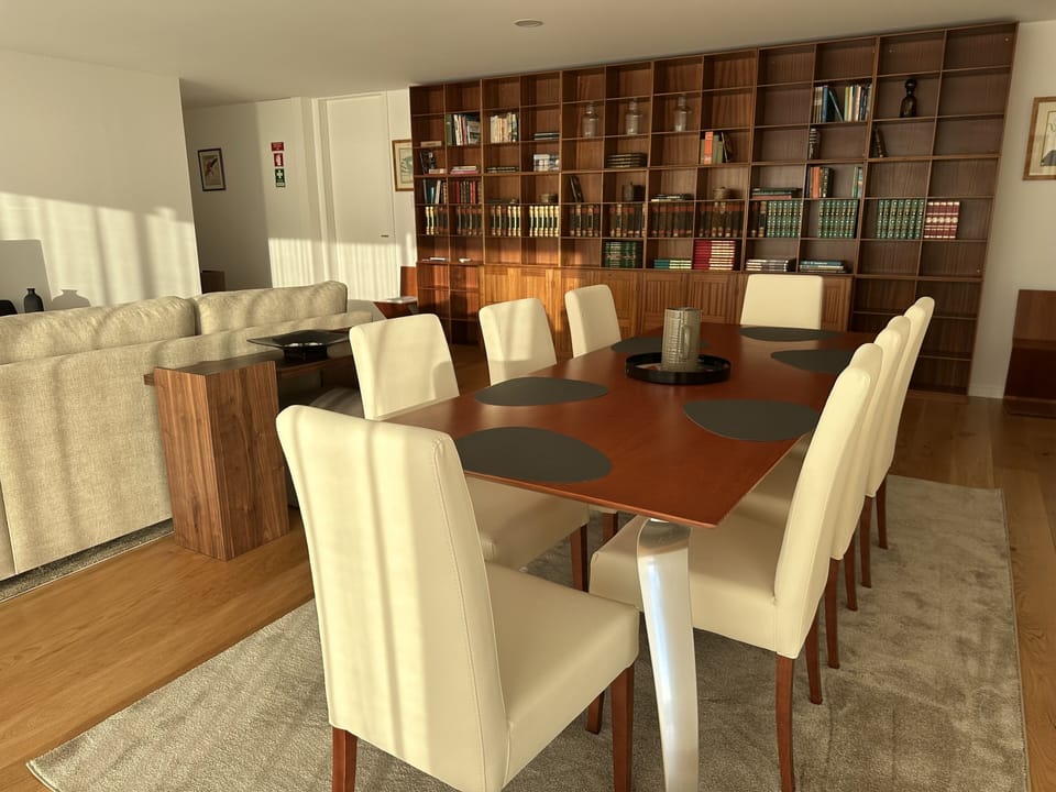 Dining area and books.